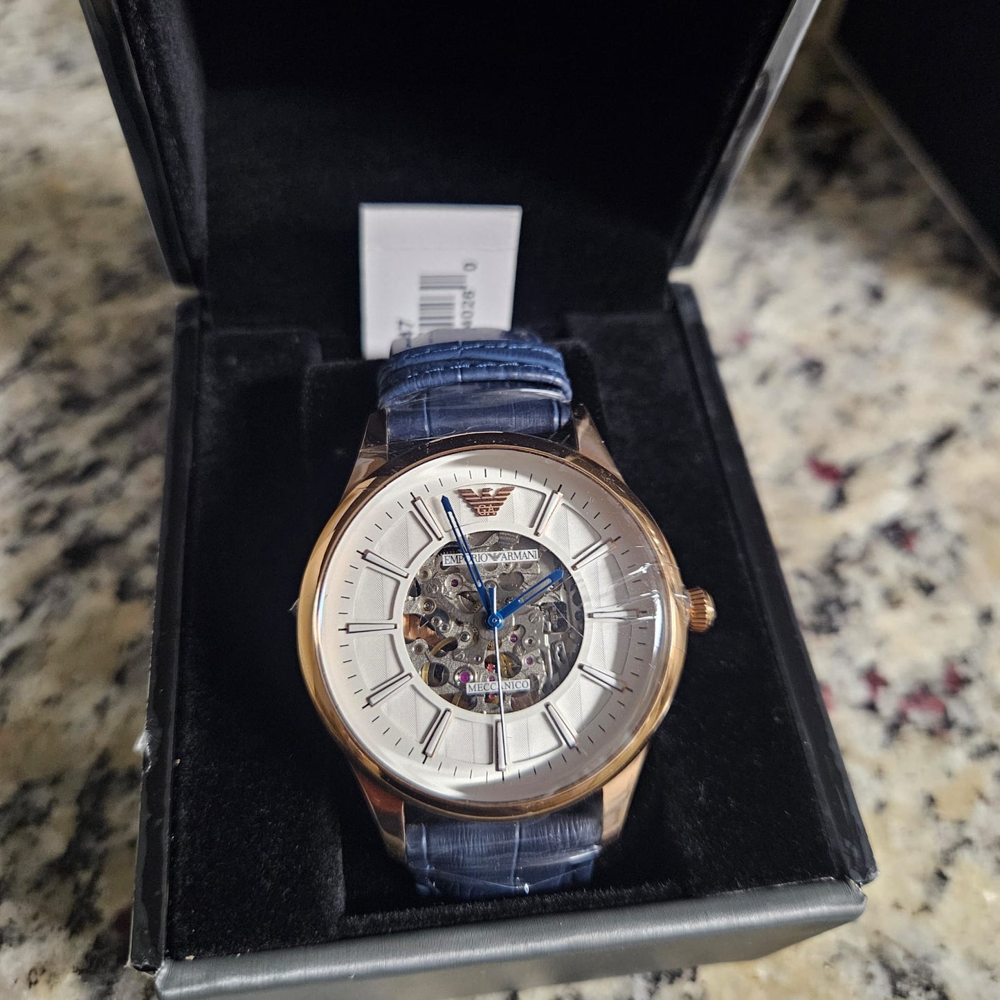 Emporio Armani Men's Sport Navy Leather Band AR1947