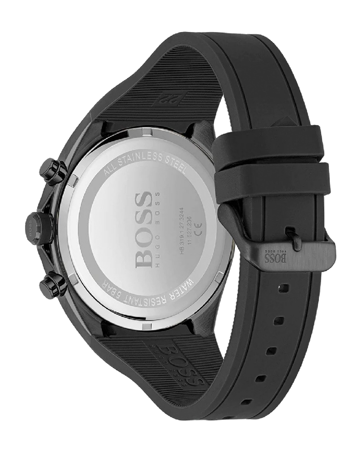 Hugo Boss Distinct Black Dial Black Silicone Strap Watch for Men - 1513859