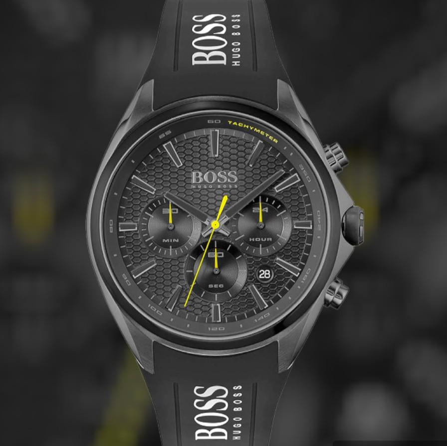 Hugo Boss Distinct Black Dial Black Silicone Strap Watch for Men - 1513859